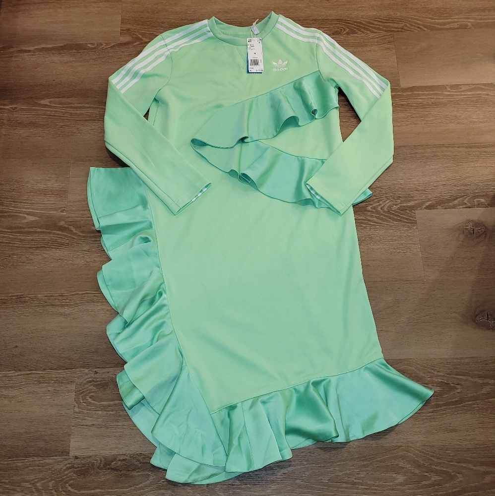 Adidas Originals JKOO Menglo Green Dress FT9900 $130 Women's Size Medium